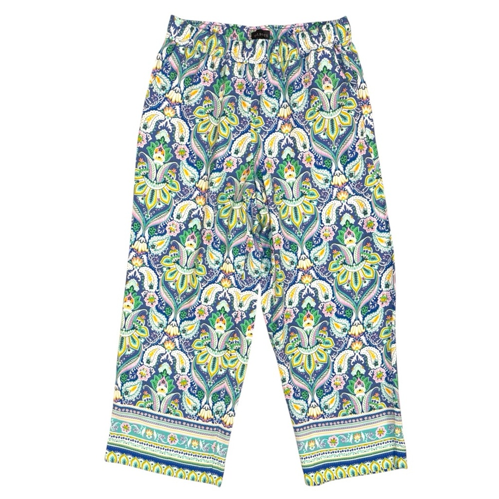 Talbots Botanical Medallion Wide Leg Crop Pants Size Small Pull-On ✨